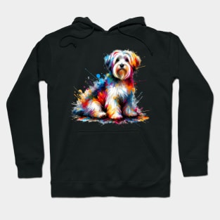 Vibrant Dandie Dinmont Terrier in Splash Art Hoodie